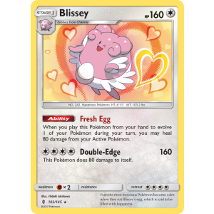 Rare Holo Blissey 102/145 Pokemon TCG Sun & Moon Guardians Rising