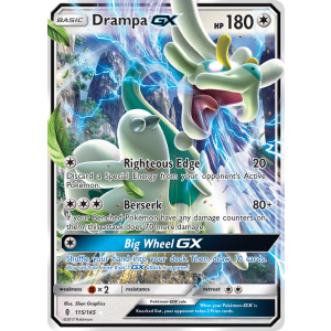 Rare Holo GX Drampa-GX 115/145 Pokemon TCG Sun & Moon Guardians Rising