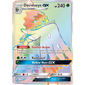 Rare Rainbow Decidueye-GX 146/145 Pokemon TCG Sun & Moon Guardians Rising