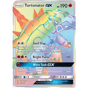 Rare Rainbow Turtonator-GX 148/145 Pokemon TCG Sun & Moon Guardians Rising