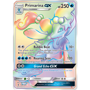 Rare Rainbow Primarina-GX 149/145 Pokemon TCG Sun & Moon Guardians Rising