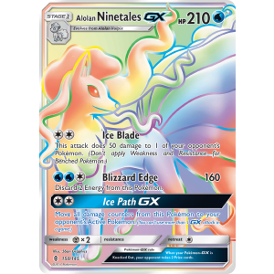 Rare Rainbow Alolan Ninetales-GX 150/145 Pokemon TCG Sun & Moon Guardians Rising