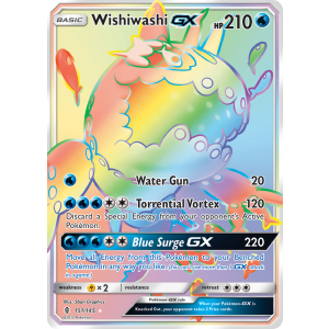 Rare Rainbow Wishiwashi-GX 151/145 Pokemon TCG Sun & Moon Guardians Rising