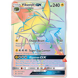 Rare Rainbow Vikavolt-GX 152/145 Pokemon TCG Sun & Moon Guardians Rising