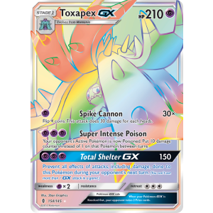 Rare Rainbow Toxapex-GX 154/145 Pokemon TCG Sun & Moon Guardians Rising