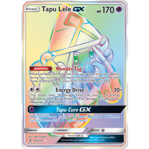 Rare Rainbow Tapu Lele-GX 155/145 Pokemon TCG Sun & Moon Guardians Rising