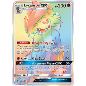 Rare Rainbow Lycanroc-GX 156/145 Pokemon TCG Sun & Moon Guardians Rising