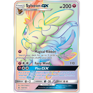 Rare Rainbow Sylveon-GX 158/145 Pokemon TCG Sun & Moon Guardians Rising