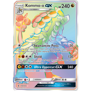 Rare Rainbow Kommo-o-GX 159/145 Pokemon TCG Sun & Moon Guardians Rising