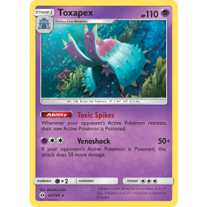 Rare Holo Toxapex 63/149 Pokemon TCG Sun & Moon Sun & Moon