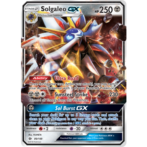 Rare Holo GX Solgaleo-GX 89/149 Pokemon TCG Sun & Moon Sun & Moon