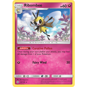 Rare Holo Ribombee 93/149 Pokemon TCG Sun & Moon Sun & Moon