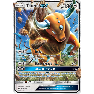 Rare Holo GX Tauros-GX 100/149 Pokemon TCG Sun & Moon Sun & Moon