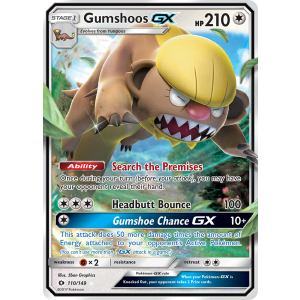 Rare Holo GX Gumshoos-GX 110/149 Pokemon TCG Sun & Moon Sun & Moon