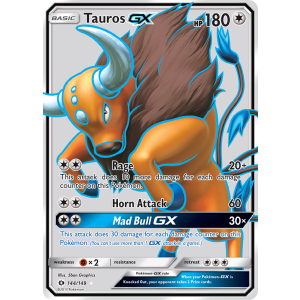 Rare Ultra Tauros-GX 144/149 Pokemon TCG Sun & Moon Sun & Moon