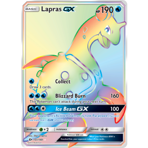 Rare Rainbow Lapras-GX 151/149 Pokemon TCG Sun & Moon Sun & Moon