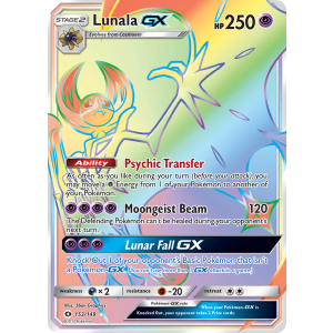 Rare Rainbow Lunala-GX 153/149 Pokemon TCG Sun & Moon Sun & Moon