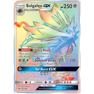 Rare Rainbow Solgaleo-GX 155/149 Pokemon TCG Sun & Moon Sun & Moon