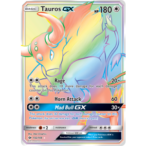 Rare Rainbow Tauros-GX 156/149 Pokemon TCG Sun & Moon Sun & Moon