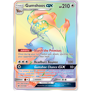 Rare Rainbow Gumshoos-GX 157/149 Pokemon TCG Sun & Moon Sun & Moon