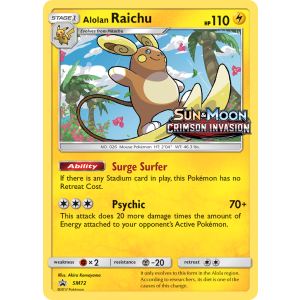 Promo Alolan Raichu SM72/248 Pokemon TCG Sun & Moon SM Black Star Promos