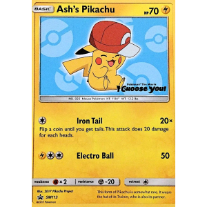 Promo Ash's Pikachu SM113/248 Pokemon TCG Sun & Moon SM Black Star Promos