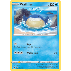 Wailmer 31/159 Pokemon TCG Sword & Shield Crown Zenith