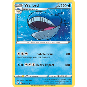 Wailord 32/159 Pokemon TCG Sword & Shield Crown Zenith