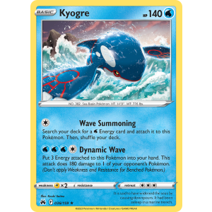 Rare Holo Kyogre 36/159 Pokemon TCG Sword & Shield Crown Zenith