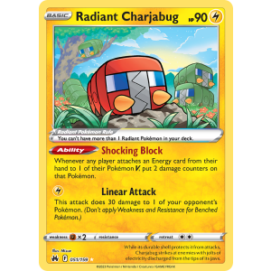 Radiant Rare Radiant Charjabug 51/159 Pokemon TCG Sword & Shield Crown Zenith