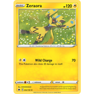 Zeraora 52/159 Pokemon TCG Sword & Shield Crown Zenith