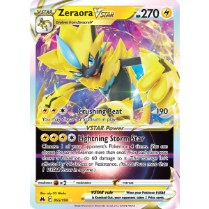 Rare Holo VSTAR Zeraora VSTAR 55/159 Pokemon TCG Sword & Shield Crown Zenith