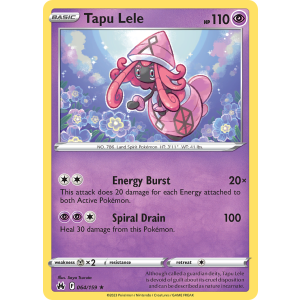 Rare Holo Tapu Lele 64/159 Pokemon TCG Sword & Shield Crown Zenith