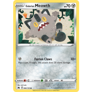 Galarian Meowth 84/159 Pokemon TCG Sword & Shield Crown Zenith