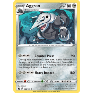 Rare Holo Aggron 89/159 Pokemon TCG Sword & Shield Crown Zenith