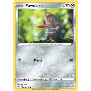 Pawniard 92/159 Pokemon TCG Sword & Shield Crown Zenith