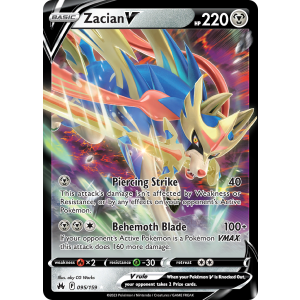 Rare Holo V Zacian V 95/159 Pokemon TCG Sword & Shield Crown Zenith