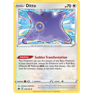 Rare Holo Ditto 107/159 Pokemon TCG Sword & Shield Crown Zenith