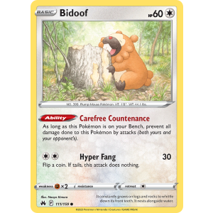 Bidoof 111/159 Pokemon TCG Sword & Shield Crown Zenith