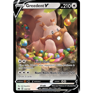 Rare Holo V Greedent V 120/159 Pokemon TCG Sword & Shield Crown Zenith