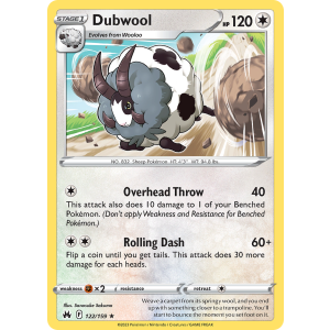 Dubwool 122/159 Pokemon TCG Sword & Shield Crown Zenith