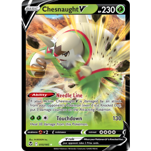 Rare Holo V Chesnaught V 15/195 Pokemon TCG Sword & Shield Silver Tempest