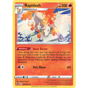 Rare Holo Rapidash 22/195 Pokemon TCG Sword & Shield Silver Tempest