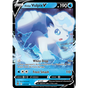 Rare Holo V Alolan Vulpix V 33/195 Pokemon TCG Sword & Shield Silver Tempest