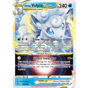 Rare Holo VSTAR Alolan Vulpix VSTAR 34/195 Pokemon TCG Sword & Shield Silver Tempest