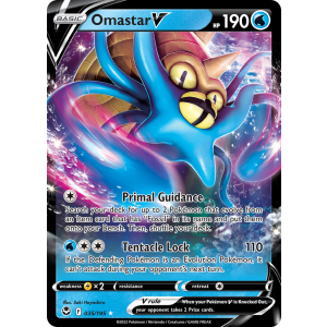 Rare Holo V Omastar V 35/195 Pokemon TCG Sword & Shield Silver Tempest