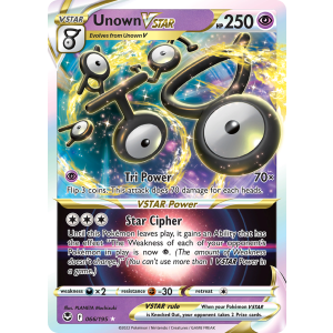 Rare Holo VSTAR Unown VSTAR 66/195 Pokemon TCG Sword & Shield Silver Tempest