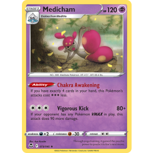 Rare Holo Medicham 73/195 Pokemon TCG Sword & Shield Silver Tempest