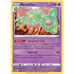 Rare Holo Reuniclus 78/195 Pokemon TCG Sword & Shield Silver Tempest