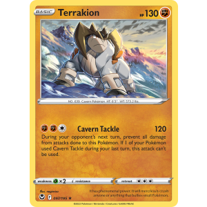 Rare Holo Terrakion 97/195 Pokemon TCG Sword & Shield Silver Tempest